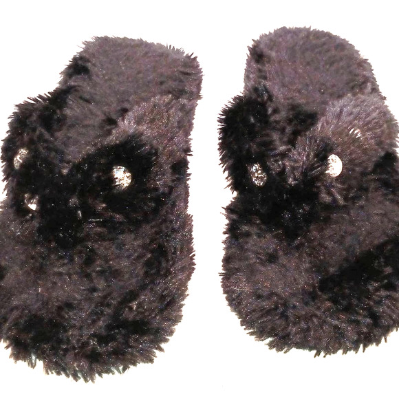 Slippers 7-8 Black Fuzzy with Bling - Picture 3 of 4